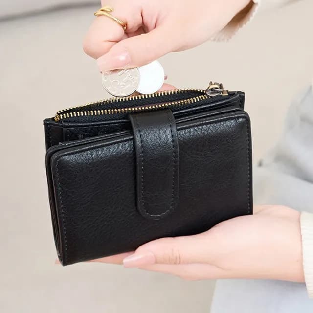 【LEESA】雙11 防盜刷皮夾\多功能零錢包\卡片收納夾\女生短夾\女用錢包\拉鍊錢包