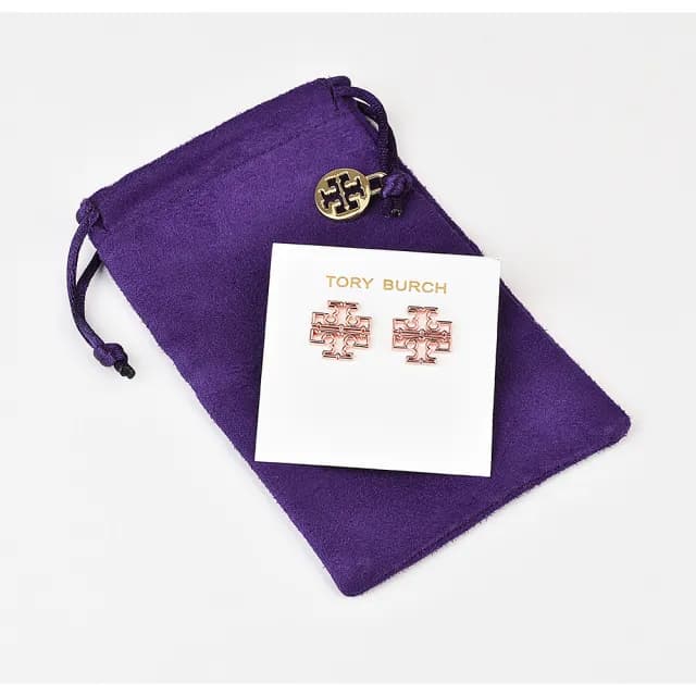 【TORY BURCH】TORY BURCH Britten 金屬鏤空雙T LOGO針式耳環(玫瑰金)