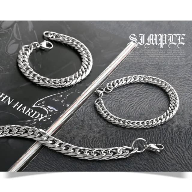 【GIUMKA】男手鍊．極簡粗曠．古巴鍊(白色情節禮物)