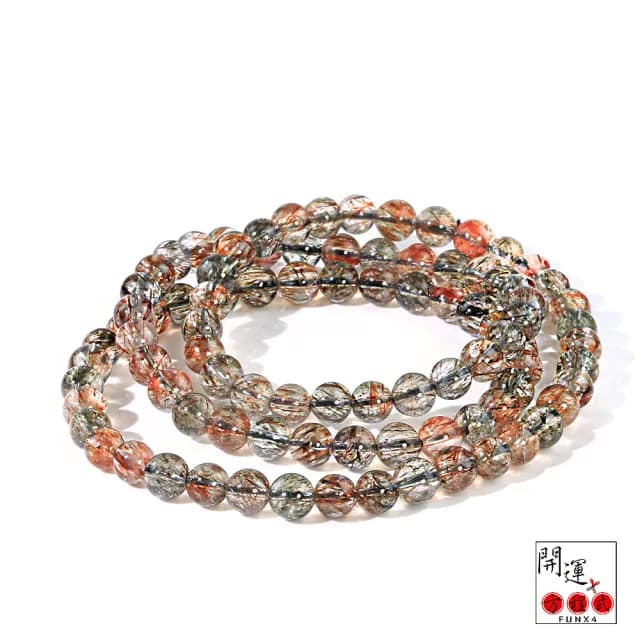【開運方程式】黑金超七水晶三圈手鍊6mm(超閃耀光芒多微量元素)