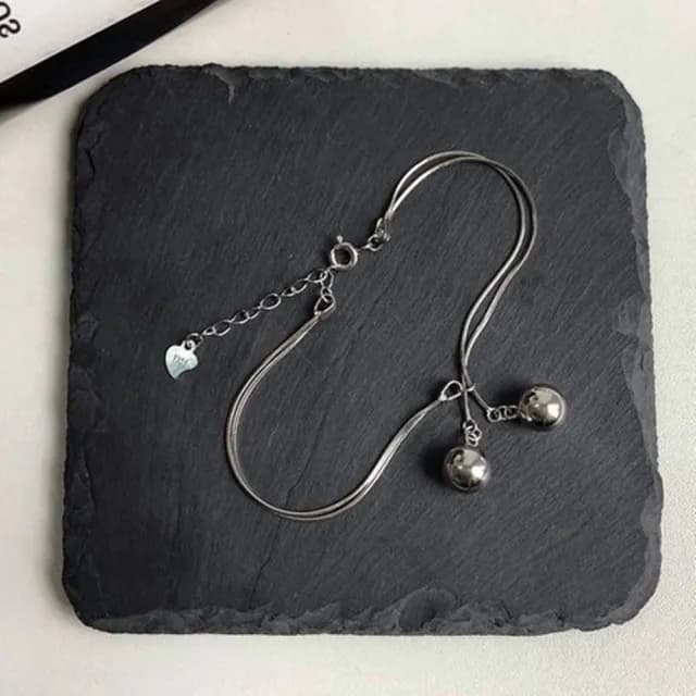 【米蘭精品】現貨+預購 925純銀手鍊鈴鐺手鏈(亮面復古雙層蛇骨鍊情人節生日聖誕節交換禮物女飾品74ar36)