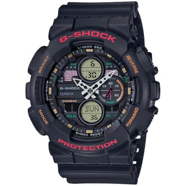 【CASIO 卡西歐】G-SHOCK 復古音響概念雙顯錶 情人節 禮物(GA-140-1A4/速)