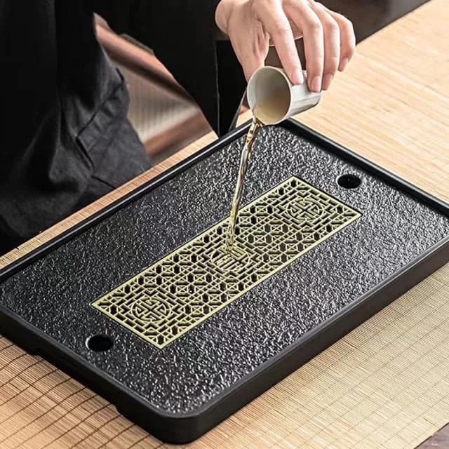 【PUSH!】喝茶品茗茶具類烏金石簡約茶盤茶船儲水排水瀝水(泡茶托盤T03)