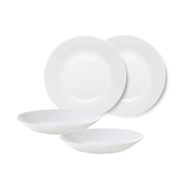 【CorelleBrands 康寧餐具】PYREX 靚白強化玻璃8.5吋淺盤4件組