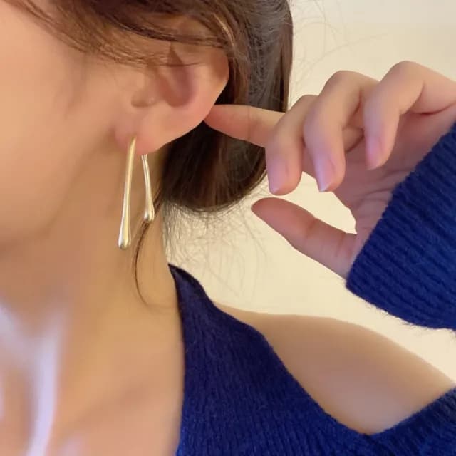 【00:00】韓國設計S925銀針時尚歐美幾何金屬極簡造型耳環(S925銀針耳環 幾何耳環 極簡耳環)