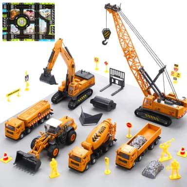 【CUTE STONE】仿真工程挖土機小汽車玩具26件組(玩具車 生日玩具 兒童益智玩具)
