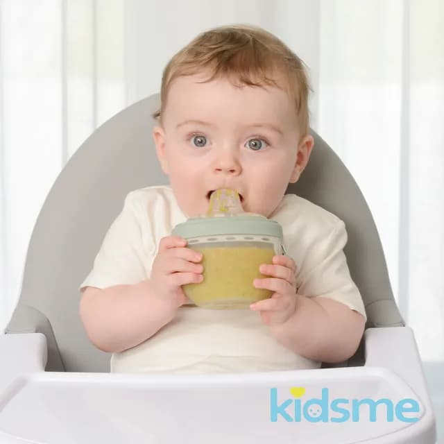 【kidsme】柔軟矽膠奶瓶二合一輔食器(兩入組)
