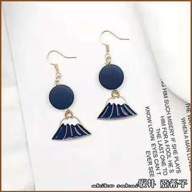 【Akiko Sakai】富士山日出幾何造型手作耳環(生日 送禮 禮物)