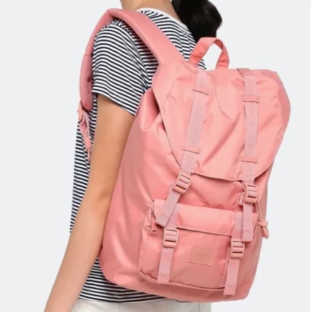 【Herschel】情人節禮物 Little America 中型 粉紅 粉色 磁扣 厚筆電夾層 輕量帆布 防潑水 背包 後背包 防