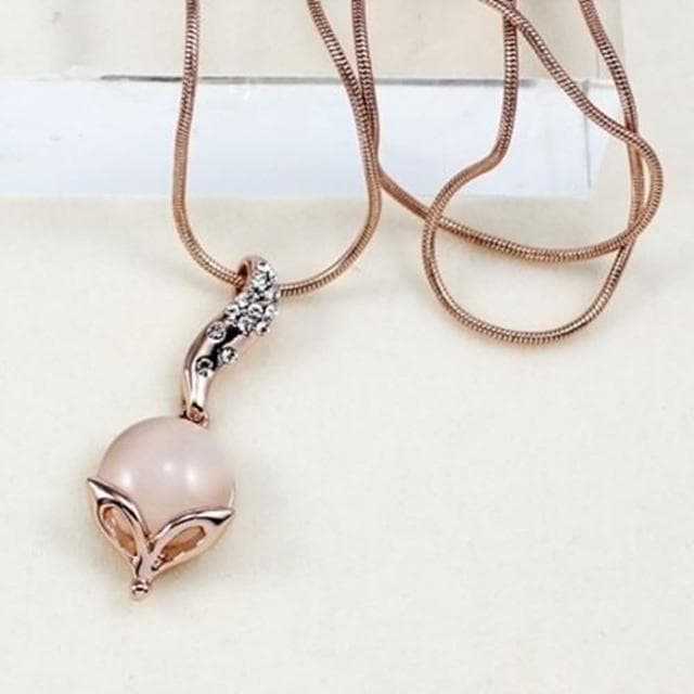 【米蘭精品】現貨+預購 玫瑰金項鍊貓眼石吊墜(精緻小狐狸時尚精選情人節生日聖誕節交換禮物女飾品73kt51)