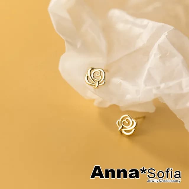 【AnnaSofia】925純銀針耳針耳環-鏤空玫瑰 現貨 送禮(金系) - momo購物網 - 好評推薦 -