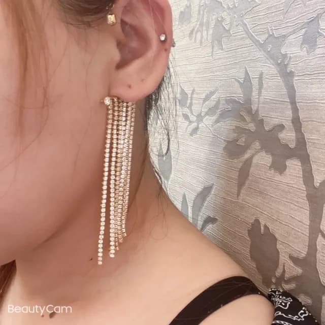 【bibi】情人節禮物 高級感流蘇長款耳掛女歐美小眾耳環氣質耳骨夾無耳洞耳夾耳飾輕奢