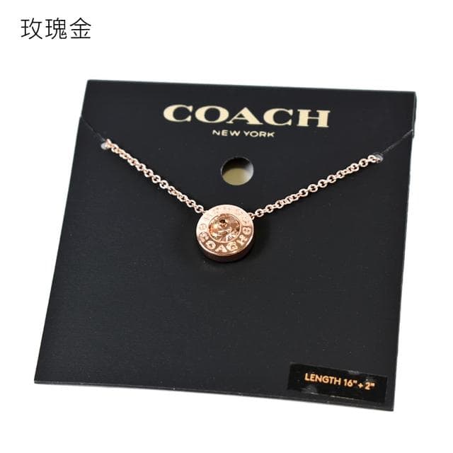 【COACH】圓牌C字水鑽鎖骨鍊(新款任選)