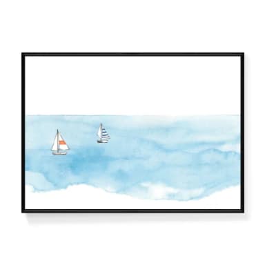 【菠蘿選畫所】小船與大海-42x60cm(療癒手繪感海洋掛畫/夏日換季裝飾/邊櫃擺設/開店送禮)
