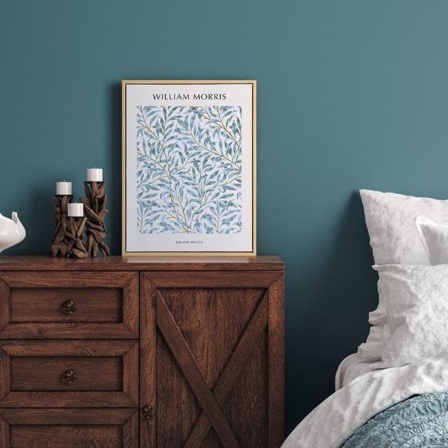 【菠蘿選畫所】William Morris 柳枝-42x60cm(春天藍色掛畫/裝飾畫/開店送禮/北歐風)
