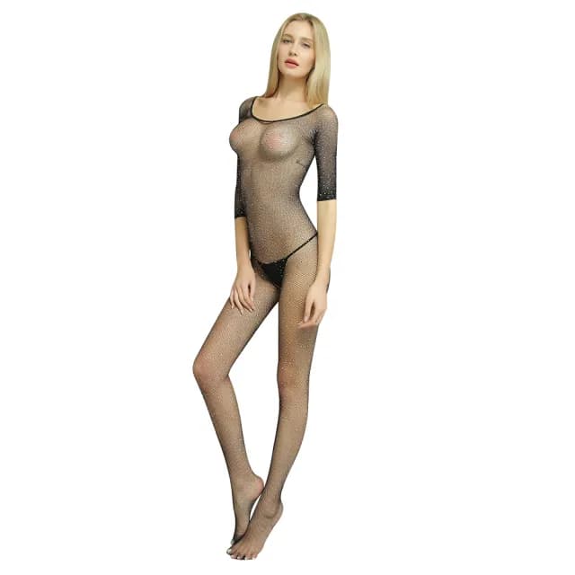 【Sexy baby】A1042極度誘惑性感連身開襠水鑽免脫網衣制服誘惑情趣內衣性感睡衣(Cosplay 情人節禮物)