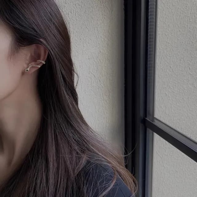 【bibi】時尚超閃鋯石蛇形耳釘女個性小眾設計感高級耳骨夾網紅氣質耳飾品