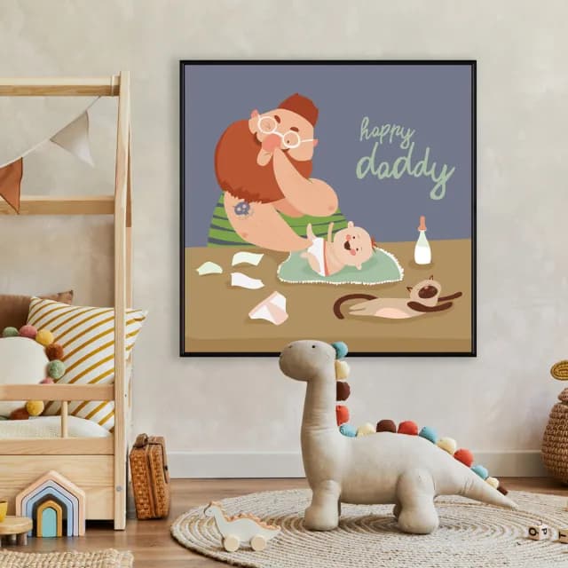 【菠蘿選畫所】超級奶爸•濃濃的愛-60x60cm(兒童房裝飾/親子禮物/父親節禮物)