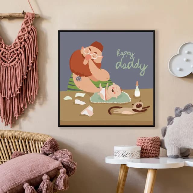 【菠蘿選畫所】超級奶爸•濃濃的愛-25x25cm(兒童房裝飾/親子禮物/父親節禮物)