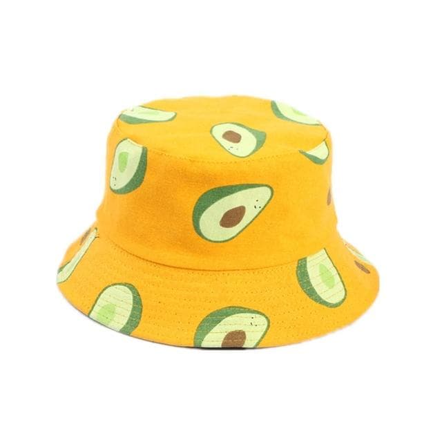 【米蘭精品】現貨+預購 漁夫帽遮陽帽(酪梨印花雙面戴帆布男女帽子情人節生日聖誕節交換禮物4色74cq4)