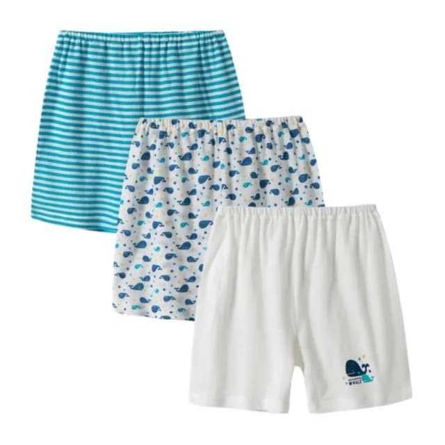 【橘魔法】（3件一組）鯨魚透氣網眼洞洞短褲(居家褲 睡褲 褲子 男童 洞洞短褲 透氣 童裝)