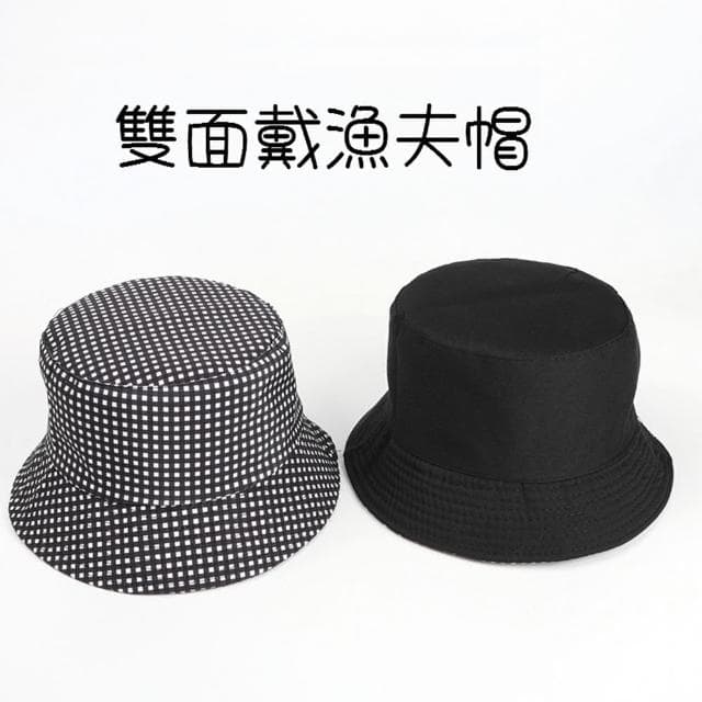 【米蘭精品】現貨+預購 漁夫帽遮陽帽(格子平頂雙面簡約男女帽子情人節生日聖誕節交換禮物74cq49)
