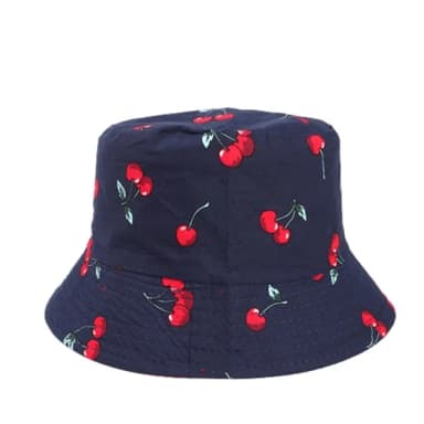 【米蘭精品】現貨+預購 漁夫帽遮陽帽(櫻桃印花平頂雙面男女帽子情人節生日聖誕節交換禮物2色74cq58)