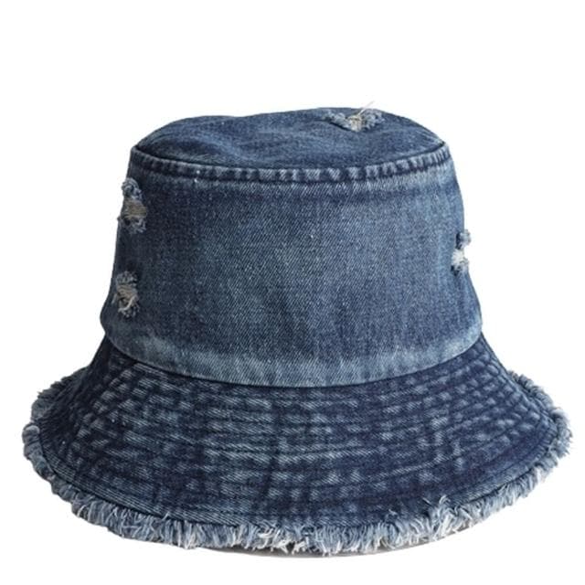 【米蘭精品】現貨+預購 漁夫帽遮陽帽(破洞毛邊牛仔盆帽男女帽子情人節生日聖誕節交換禮物4色74cq77)