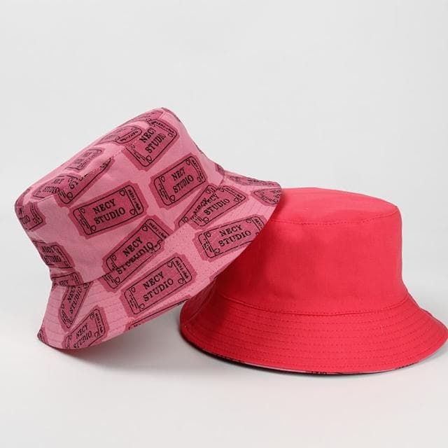 【米蘭精品】現貨+預購 漁夫帽遮陽帽(印花平頂盆帽雙面男女帽子情人節生日聖誕節交換禮物3色74cq60)
