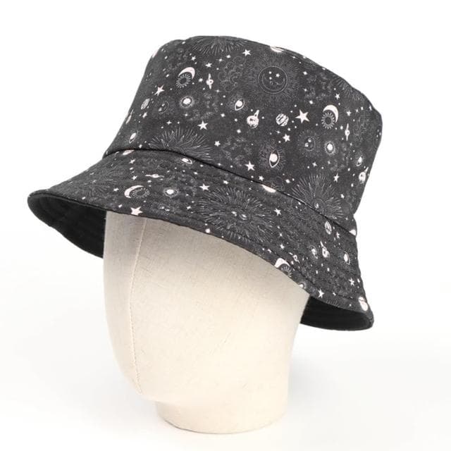 【米蘭精品】現貨+預購 漁夫帽遮陽帽(宇宙星空平頂雙面男女帽子情人節生日聖誕節交換禮物74cq71)