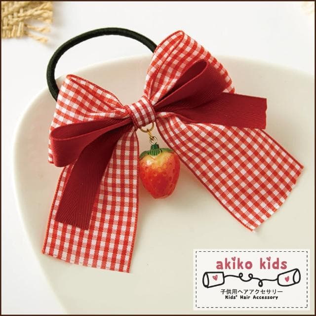 【Akiko Sakai】甜美Lolita女孩草莓蕾絲造型髮圈髮夾(生日 送禮 禮物)