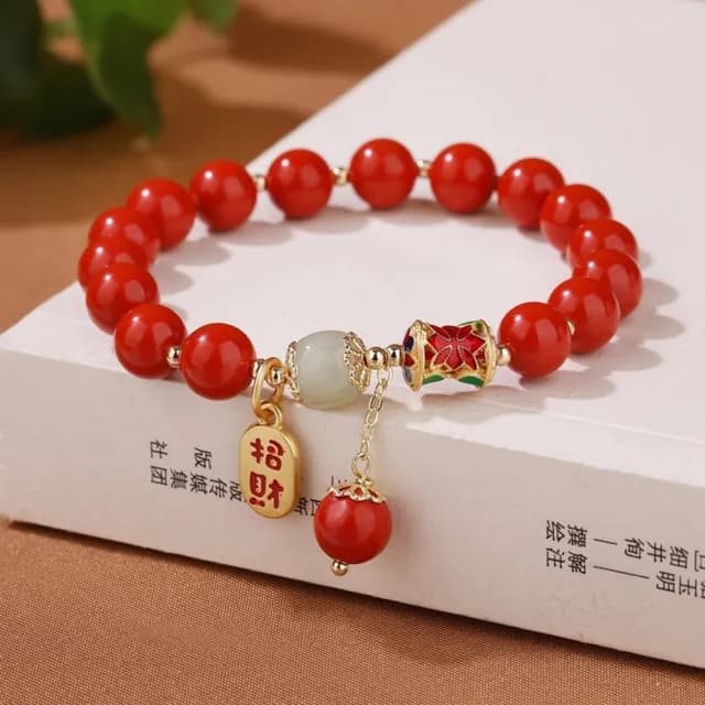 【米蘭精品】情人節禮物 硃砂手鍊朱砂手串手珠平安擋煞防小人轉運淨化招財開運(8mm和闐玉納福女飾品74fq1)
