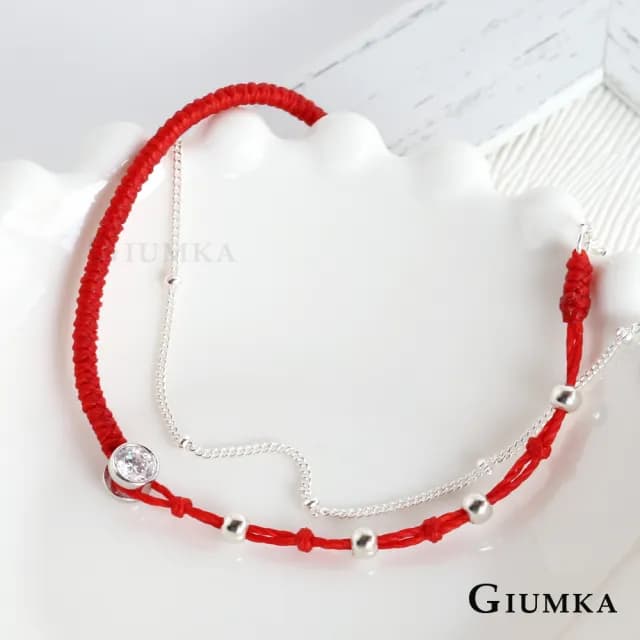 【GIUMKA】紅線手鍊．925純銀．紅繩．單鑽．蠟繩(紅色．開運禮物)