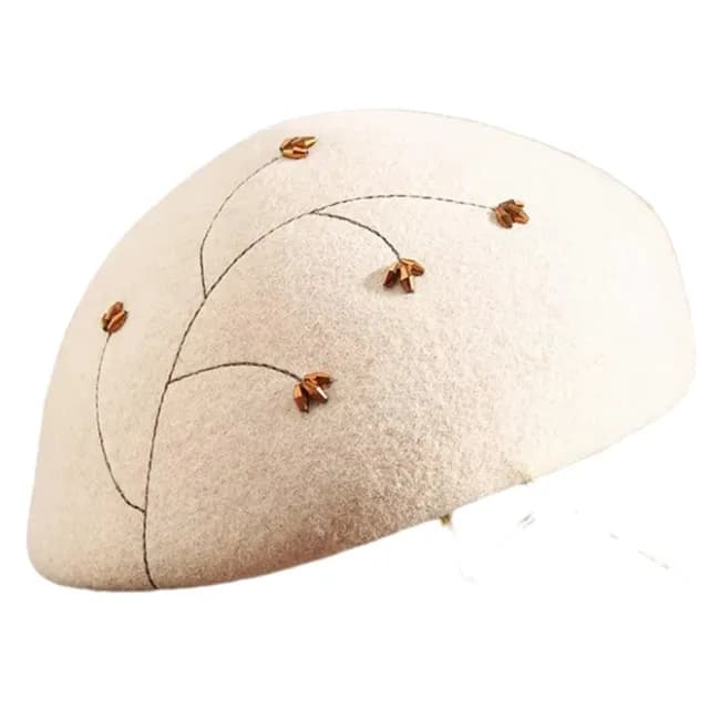 【米蘭精品】現貨+預購 羊毛帽貝雷帽(保暖釘珠優雅毛呢禮帽女帽子情人節生日聖誕節交換禮物8色74dq1)