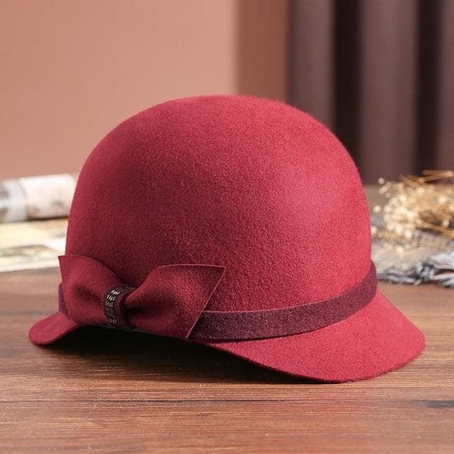 【米蘭精品】現貨+預購 羊毛帽禮帽(保暖蝴蝶結日系毛呢盆帽女帽子情人節生日聖誕節交換禮物4色74dq48)