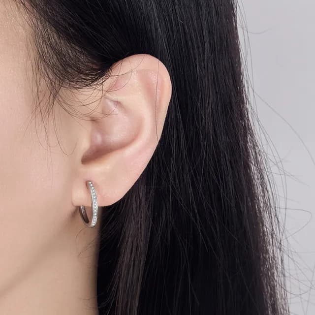 【Emi 艾迷】美好真摯鋯石環繞925銀針 耳環 耳扣
