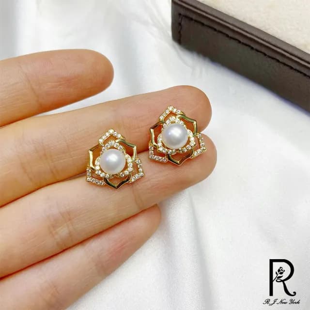 【RJ New York】幻夢花園水鑽淡水珍珠耳環(7色可選)