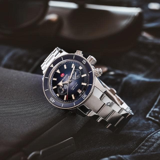 【Rado 雷達表】Captain Cook 庫克船長300米潛水計時機械錶-藍/43mm R02送禮推薦(R32145208)
