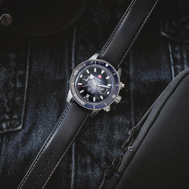 【Rado 雷達表】Captain Cook 庫克船長300米潛水計時機械錶-藍/43mm R02送禮推薦(R32145208)