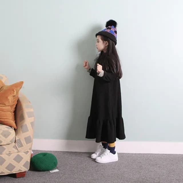 【橘魔法】魚尾大裙擺長袖衛衣洋裝 刷毛款（小孩賣場）(親子裝 長裙 裙子 連身裙 兒童 童裝 女童)