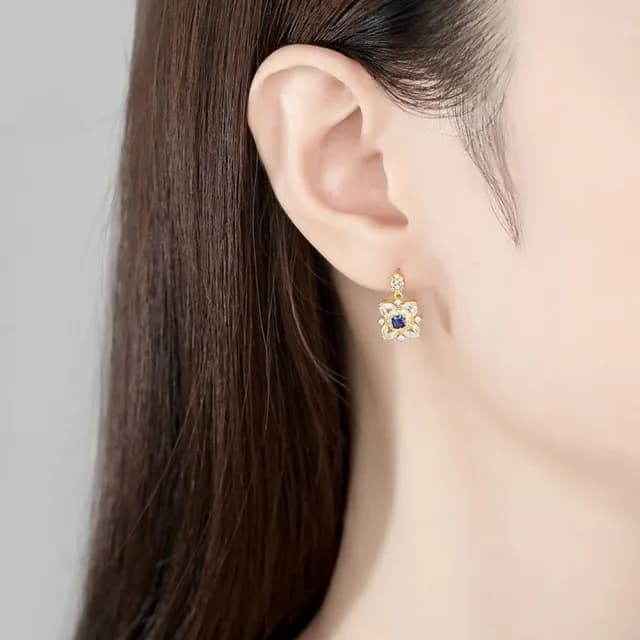【巴黎精品】現貨+預購 鋯石耳環925純銀耳針(歐美貴氣藍寶石女飾品v1aa52)