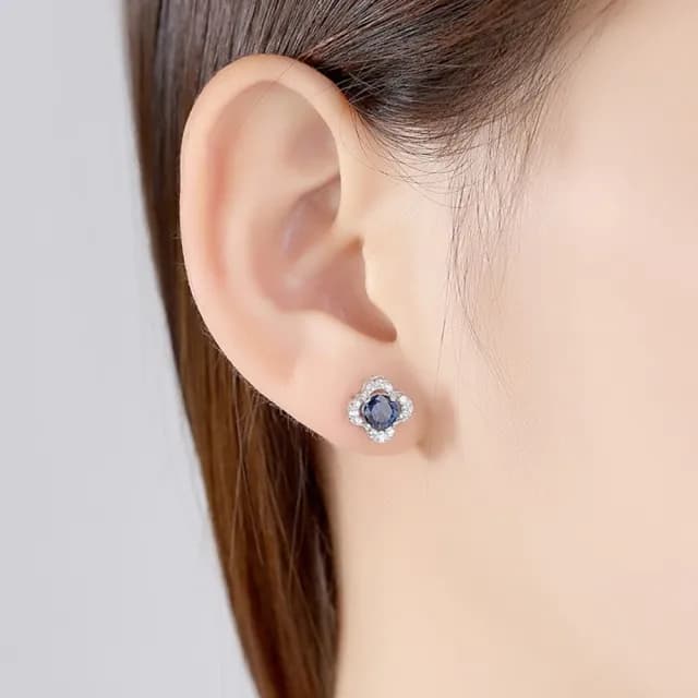 【巴黎精品】現貨+預購 鋯石耳環925純銀耳針(韓風簡約花朵藍女飾品v1aa70)