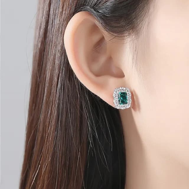 【巴黎精品】現貨+預購 鋯石耳環925純銀耳針(歐美時尚宴會感綠寶石女飾品v1aa54)