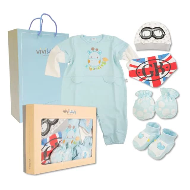 【VIVIBABY】100%純棉  新生兒禮盒 彌月禮盒 送禮自用(親膚透氣 100%MIT台灣製造)