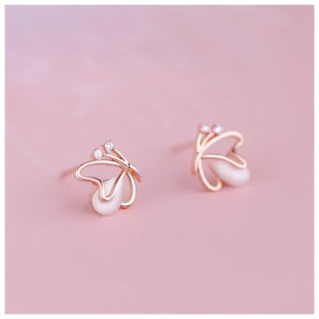 【HaNA 梨花】韓國．愛意繾綣貓眼石蝴蝶耳環(針式耳環 耳飾 耳圈 耳釘)