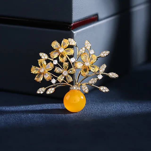 【巴黎精品】情人節禮物 現貨+預購 胸針花籃胸花(仿瑪瑙鋯石復古別針女飾品2色p1ao86)