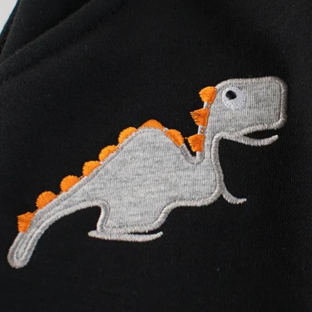 【橘魔法】恐龍角刺繡貼布厚棉絨運動褲(長褲 棉褲 縮口褲 褲子 男童 童裝 兒童 保暖)