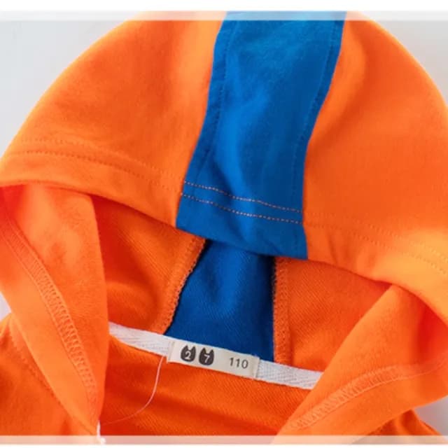 【橘魔法】拚色條紋毛圈連帽拉鍊長袖外套+運動長褲(套裝 大童 男童 女童 兒童 童裝)