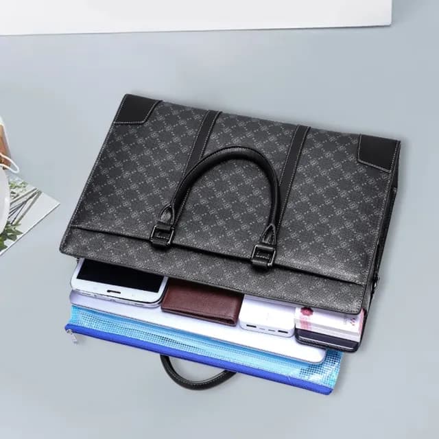 【米蘭精品】現貨+預購 公事包皮革手提包(印花簡約時尚筆電男包包父親節情人節生日禮物74cv21)