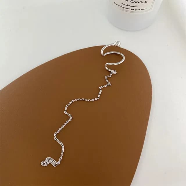 【Oni 歐妮】繞指柔長款流蘇 不對稱耳骨夾式耳環無耳洞耳扣耳夾耳窩夾(1個入)